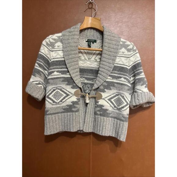 Lauren Ralph Lauren Sweaters - Lauren Ralph Lauren Wool Angora‎ Cardigan Short Sleeve Sweater LP Southwestern